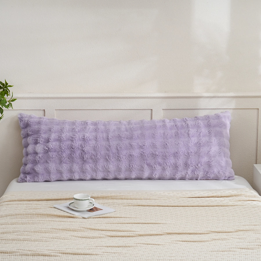 purple textured faux fur body pillow cover rippled pattern
