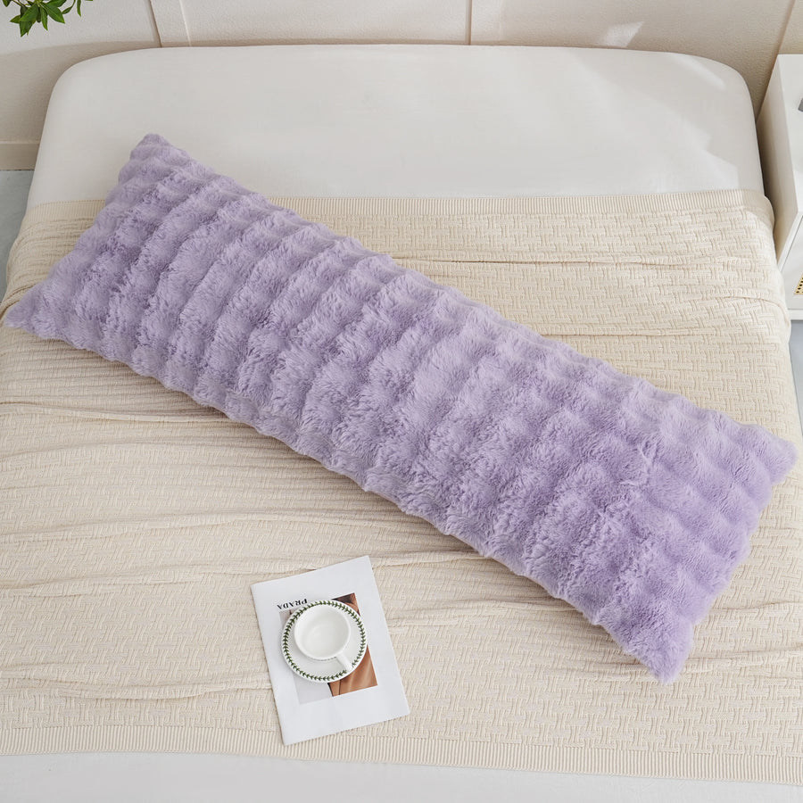 purple textured faux rabbit fur body pillowcase aesthetic decor
