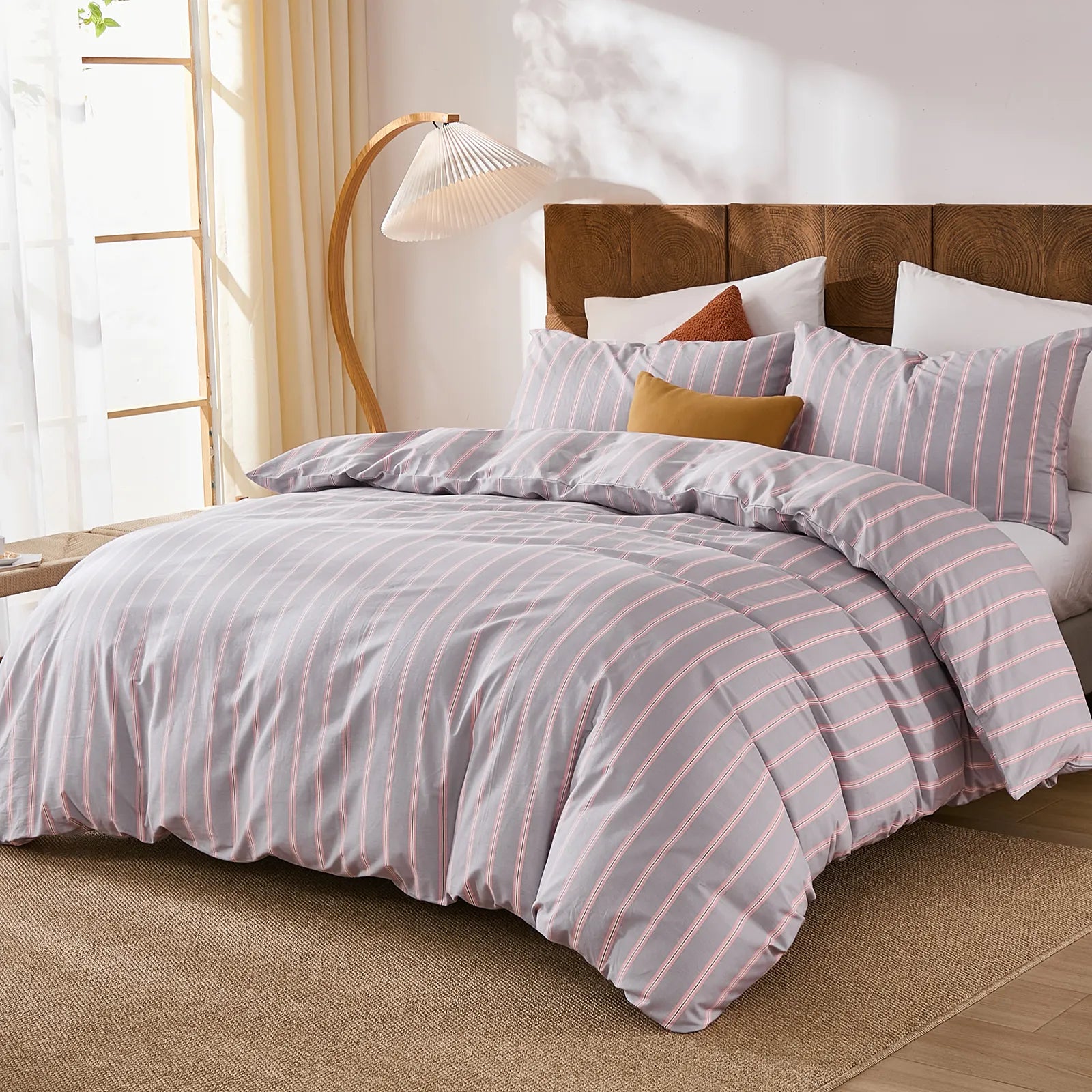 purple and pink stripe comforter set queen size
