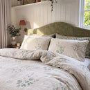 quiet garden meadow duvet cover set sage green floral pillow shams side view