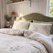 quiet garden meadow duvet cover set sage green floral pillow shams side view