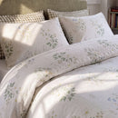 quiet garden meadow duvet cover set sage green sage checkered pillow sunlight