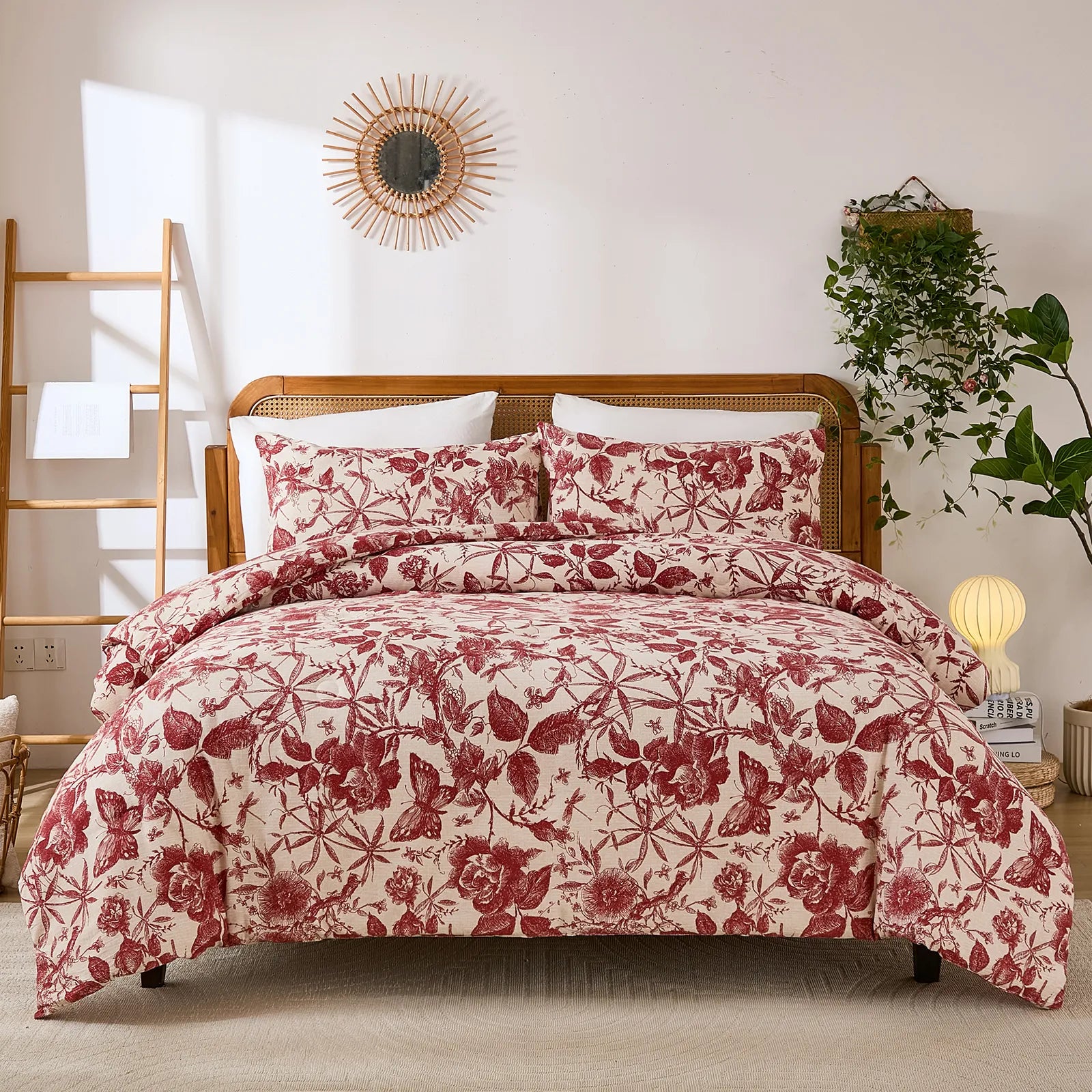 red and pink floral bedding sets queen size