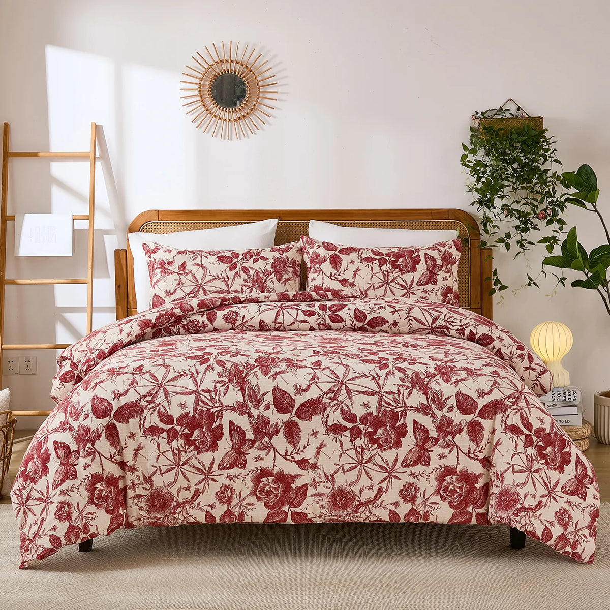 red and pink floral bedding sets queen size