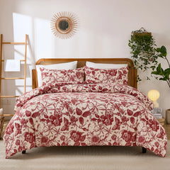 red and pink floral bedding sets queen size