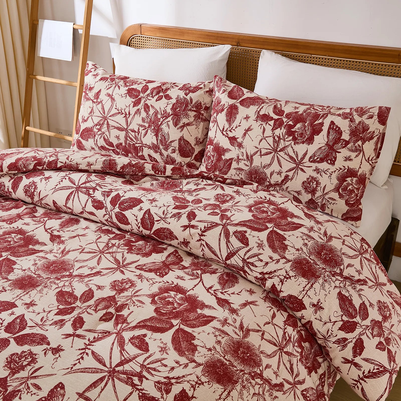 red and pink floral comforter set king size