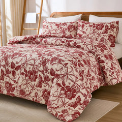 red and pink floral comforter sets