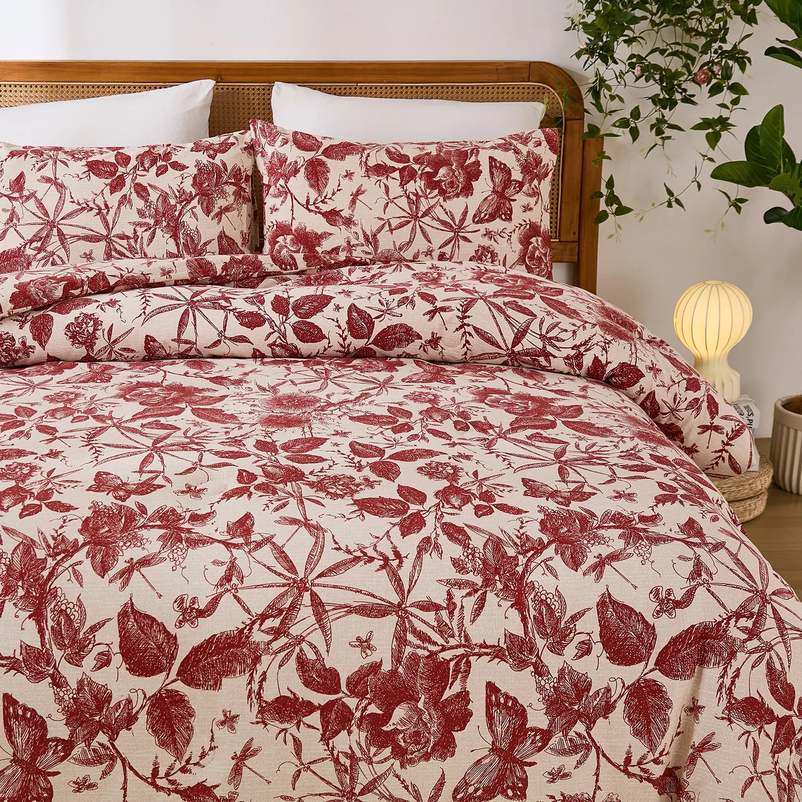 red and pink floral comforter set queen size