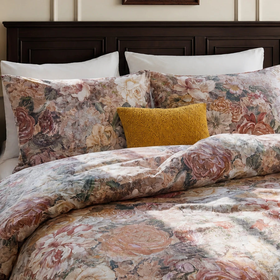 renaissance rose bloom duvet cover set antique oil painting floral bedding