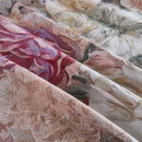 detailed texture shot of high quality 100 percent cotton fabric with vintage floral print