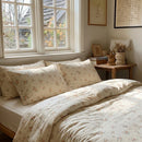 romantic sun drenched rose bedding modern farmhouse interior