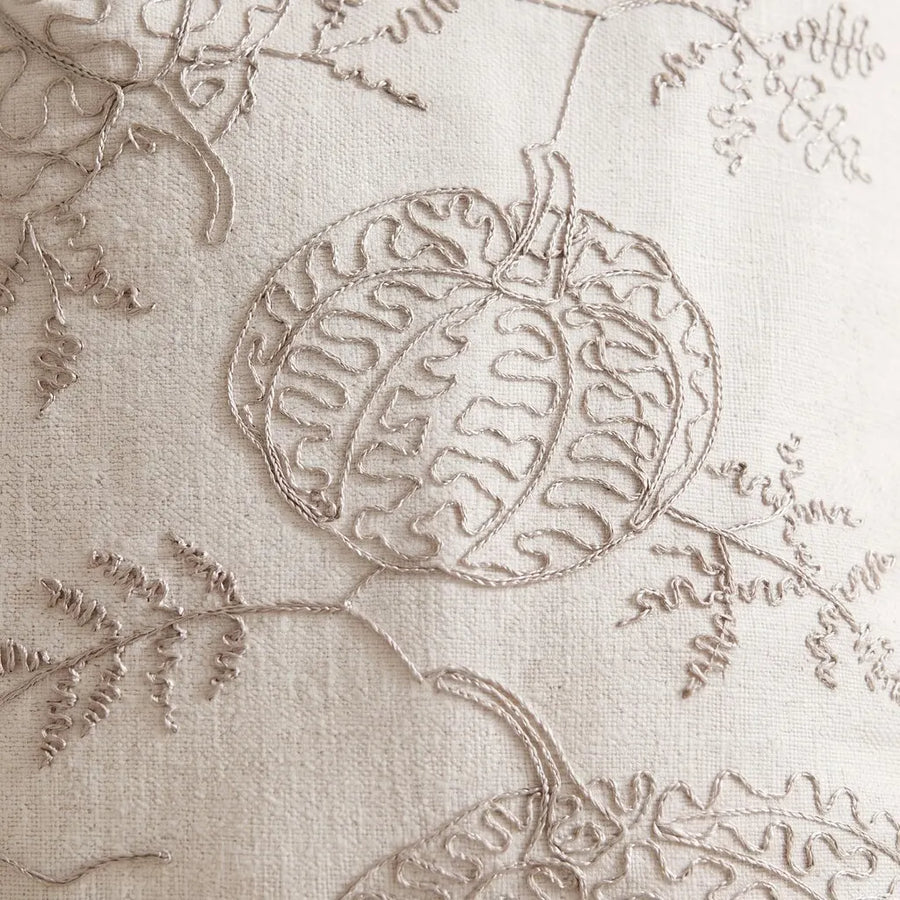 rope embroidery pumpkin throw pillow cover ivory pumpkin tonal rope embroidery detail