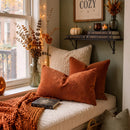 rope embroidery pumpkin throw pillow cover rust pumpkin window nook orange blanket