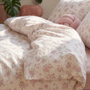 rosette ditsy pink comforter cover fluffy shabby chic bedding detail