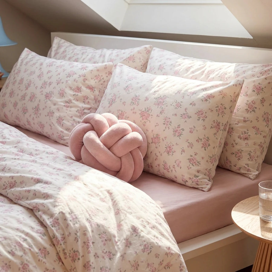 rosette ditsy pink shabby chic bedding matching pillowcases shams