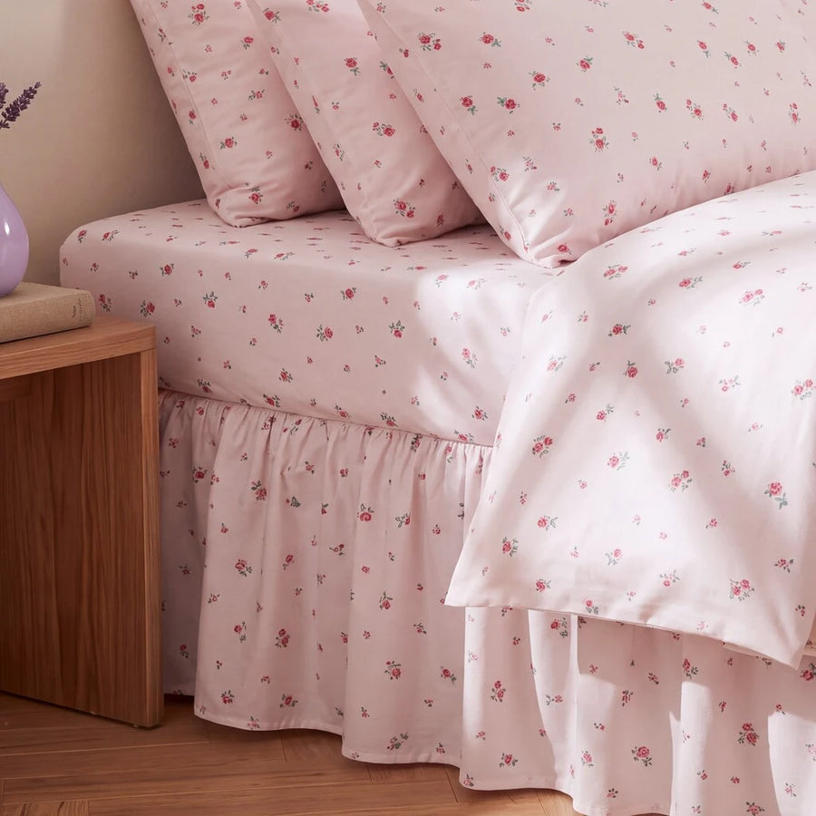 rosewick garden floral bed skirt light pink bedding set nightstand