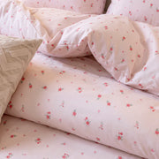rosewick garden floral comforter set pink fabric close up