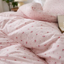 rosewick garden floral duvet cover set rose print fabric closeup