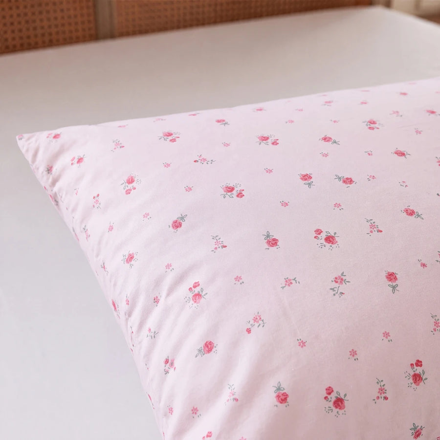 rosewick garden floral pillowcases blush pink botanical standard pillow detail