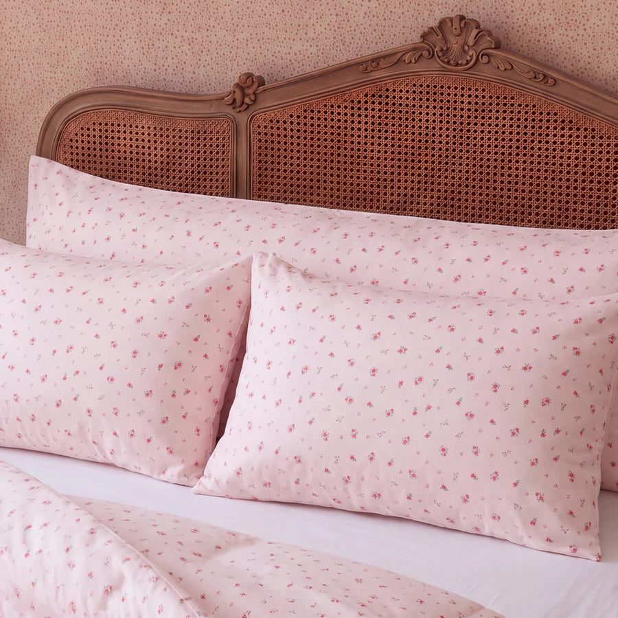 rosewick garden floral pillowcases blush pink vintage headboard pillow pair