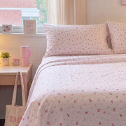 rosewick garden floral sheet set pink bedroom desk setup