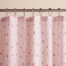 rosewick garden floral shower curtain pink metal rings rod close up