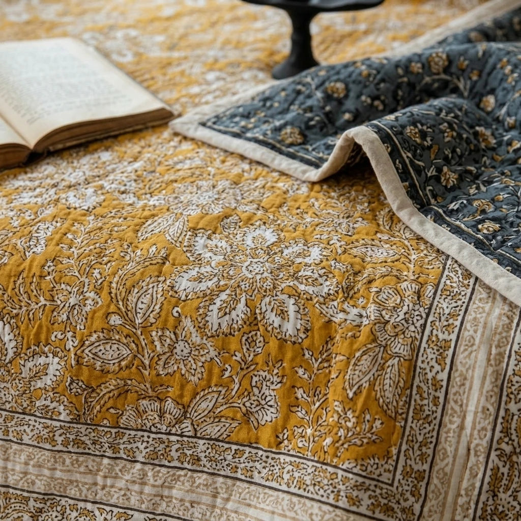 rustic patchwork jacquard blanket fringe detail