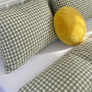 sage garden gingham fabric texture close up high quality print