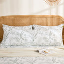 sage green botanical print pillowcase natural fiber texture