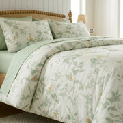 sage green leaf print pillow shams cottagecore bedroom decor