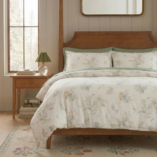 sage green reversible floral quilt cover soft breathable cotton