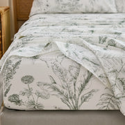 sage sketch fitted sheet deep pocket botanical print detail