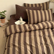 sanctuary classic stripe duvet cover set coffee bold main