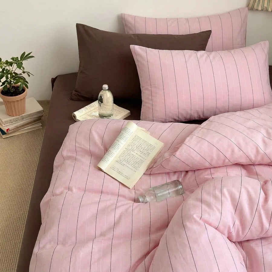 sanctuary classic stripe duvet cover set pink pinstripe main