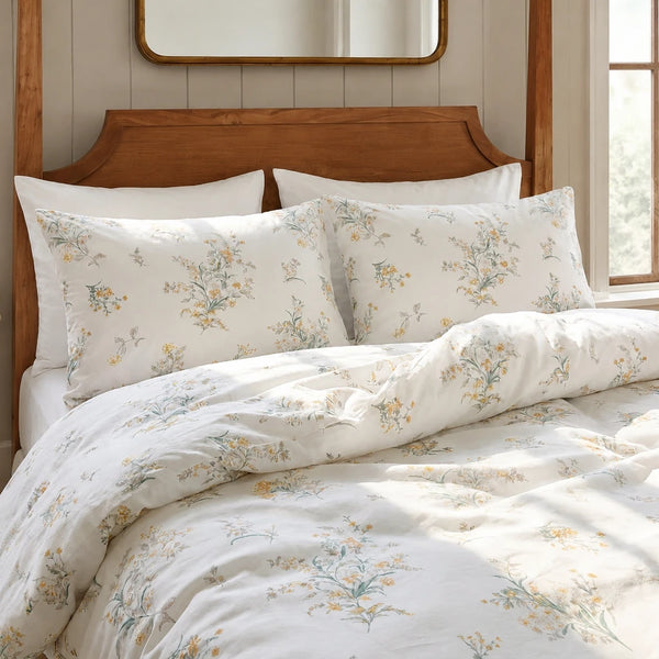 sanctuary meadow bloom duvet cover set white yellow floral bedding