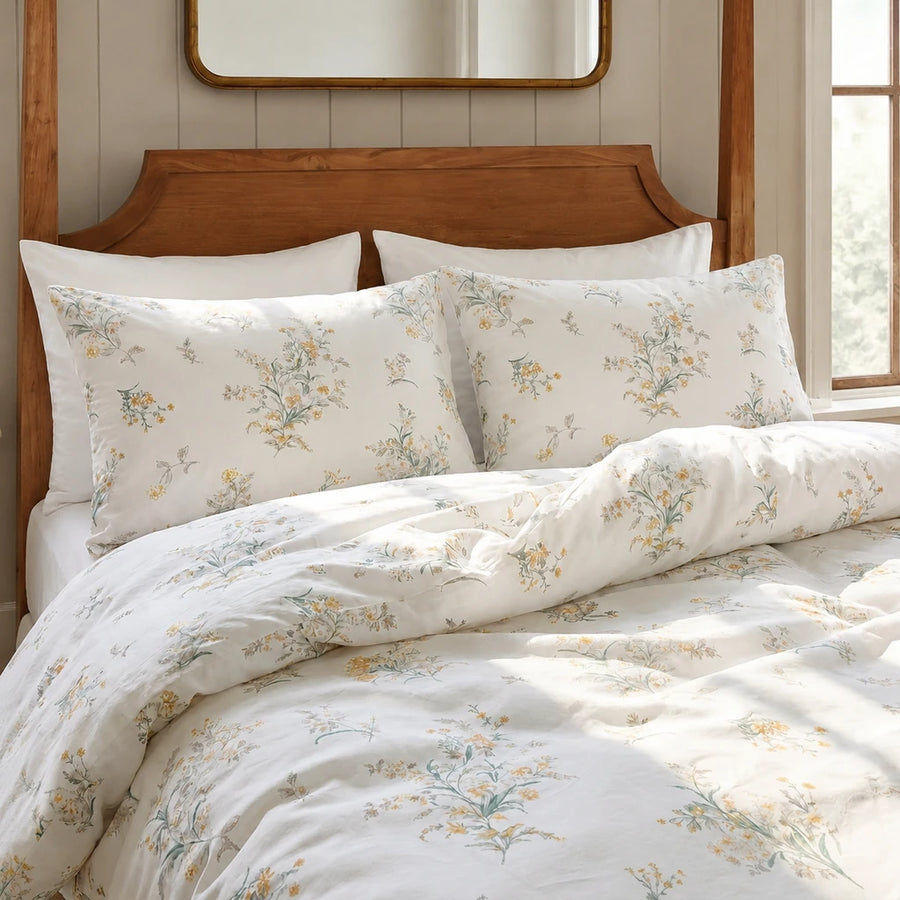 sanctuary meadow bloom duvet cover set white yellow floral bedding