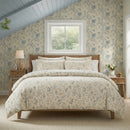 neatly folded sunlight petal drift cotton bedding set showing soft fabric texture and yellow floral print