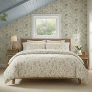 neatly folded sunlight petal drift cotton bedding set showing soft fabric texture and yellow floral print