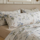 serene garden bloom blue floral pillow shams warm lighting