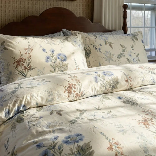 serene garden bloom duvet cover set muted blue floral vintage bedding