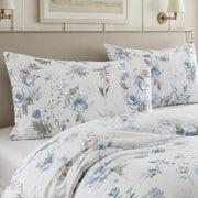 serene garden bloom floral print fabric texture close up