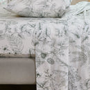 serene sage botanical flat sheet breathable cotton texture