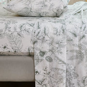 serene sage botanical flat sheet breathable cotton texture
