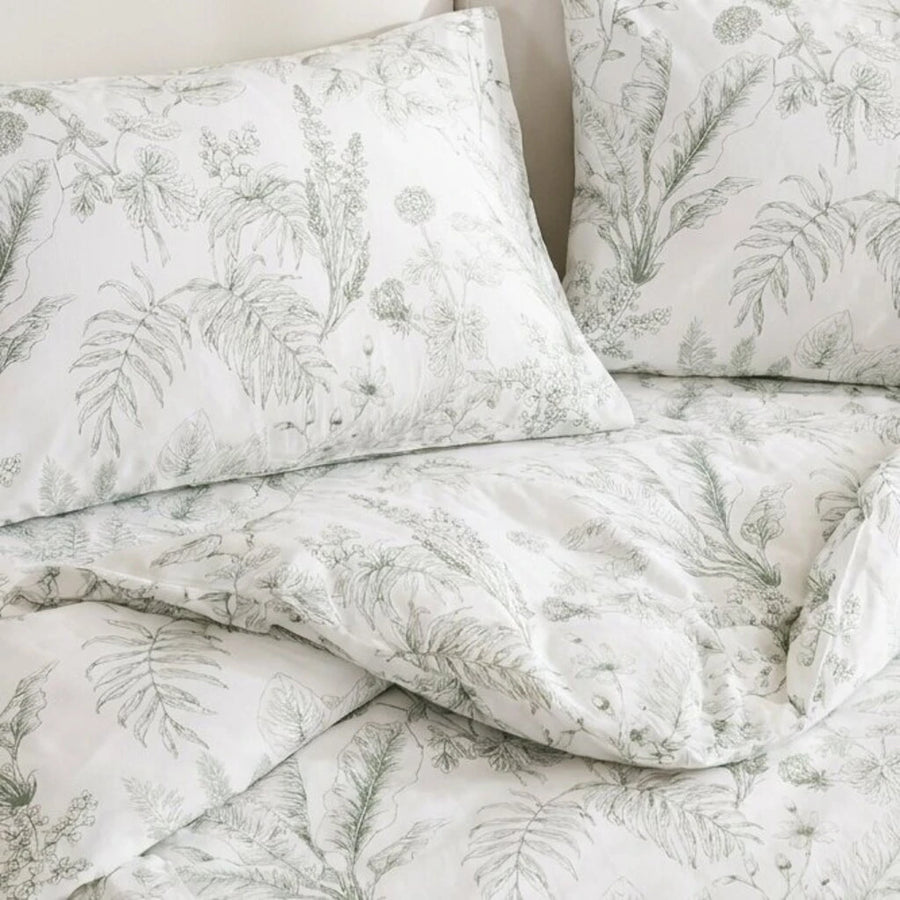 serene sage botanical pillowcases close up shabby chic
