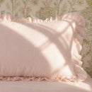 shabby chic blush pink cotton pillowcase texture