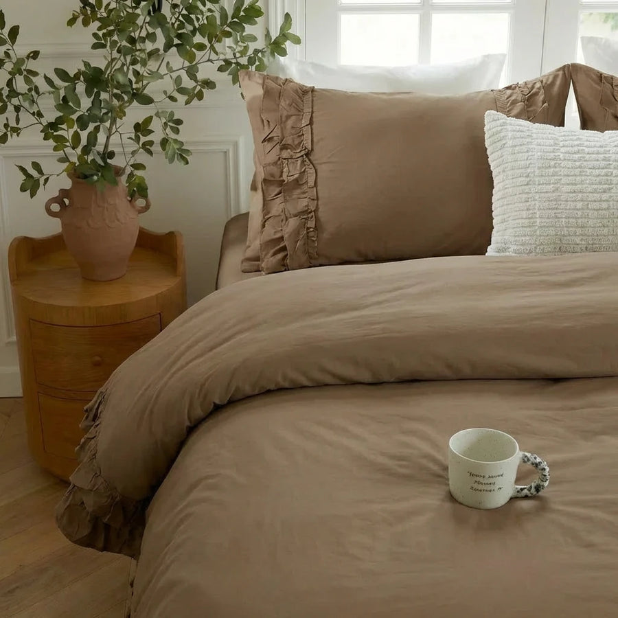 shabby chic frilled pillow sham detail vintage french bedding
