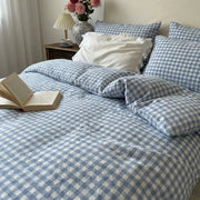 sky blue gingham fabric texture close up high quality check print