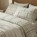 slate horizon linear pillow shams cream windowpane bedding