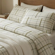 slate horizon linear pillow shams cream windowpane bedding