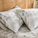 soft breathable natural fiber sage botanical pillowcase detail